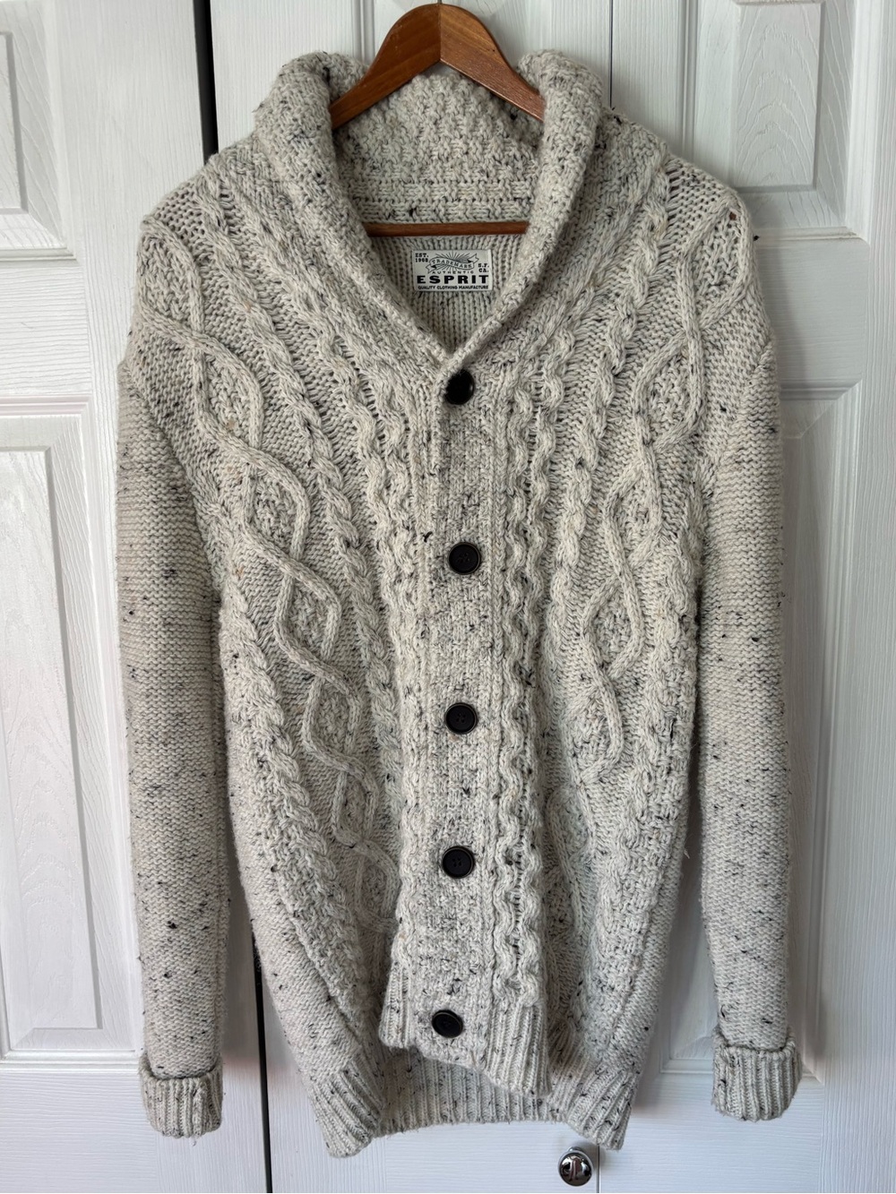 Esprit Cable Knit Shawl Collar Cardigan Sweater Size Medium